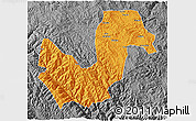 Political 3D Map of Chuxiong, desaturated