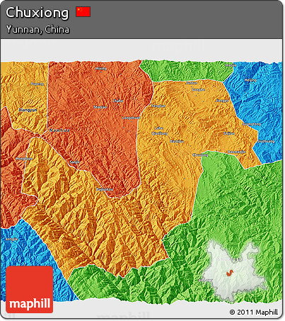 Political 3D Map of Chuxiong