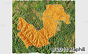 Political 3D Map of Chuxiong, satellite outside