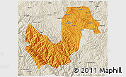 Political 3D Map of Chuxiong, shaded relief outside