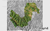 Satellite 3D Map of Chuxiong, lighten, desaturated