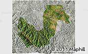Satellite 3D Map of Chuxiong, lighten, semi-desaturated
