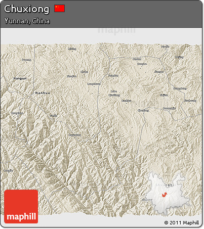 Shaded Relief 3D Map of Chuxiong