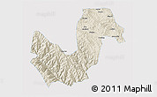 Shaded Relief 3D Map of Chuxiong, single color outside
