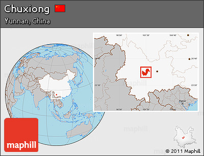 Gray Location Map of Chuxiong, highlighted country