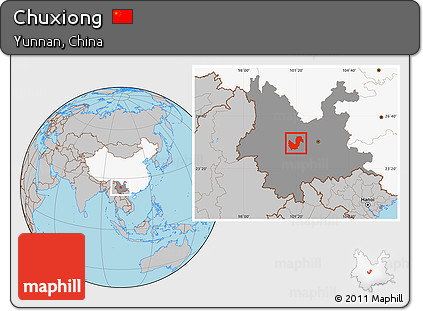 Gray Location Map of Chuxiong, highlighted country, highlighted parent region
