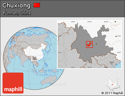 Gray Location Map of Chuxiong, highlighted country, highlighted parent region