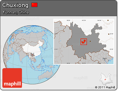Gray Location Map of Chuxiong, highlighted country, highlighted parent region