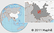 Gray Location Map of Chuxiong, highlighted country, highlighted parent region