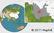 Satellite Location Map of Chuxiong, highlighted country, highlighted parent region