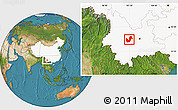 Satellite Location Map of Chuxiong, highlighted country