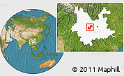 Satellite Location Map of Chuxiong, highlighted parent region