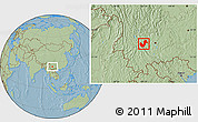 Savanna Style Location Map of Chuxiong, hill shading