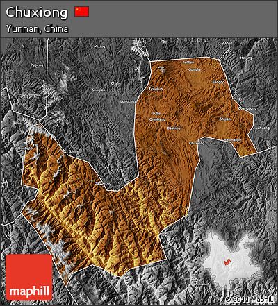 Physical Map of Chuxiong, desaturated