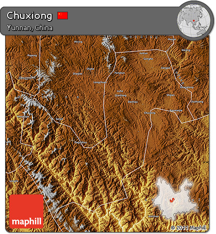 Physical Map of Chuxiong