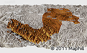 Physical Panoramic Map of Chuxiong, lighten, semi-desaturated