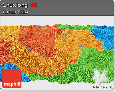 Political Panoramic Map of Chuxiong