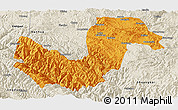 Political Panoramic Map of Chuxiong, shaded relief outside