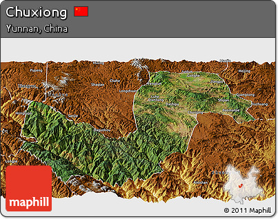 Satellite Panoramic Map of Chuxiong, physical outside