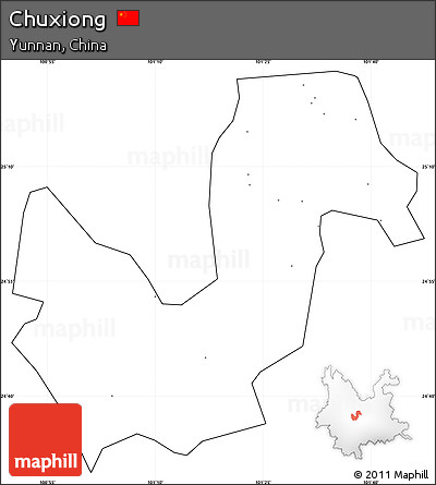 Blank Simple Map of Chuxiong, cropped outside, no labels