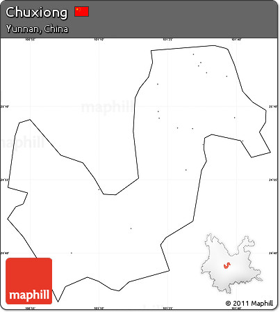 Blank Simple Map of Chuxiong, cropped outside, no labels