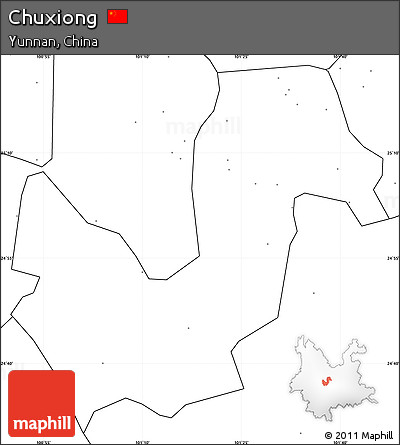 Blank Simple Map of Chuxiong, no labels