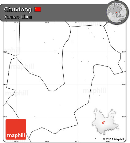 Blank Simple Map of Chuxiong, no labels