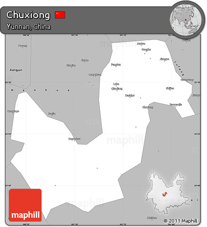 Gray Simple Map of Chuxiong