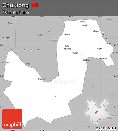Gray Simple Map of Chuxiong