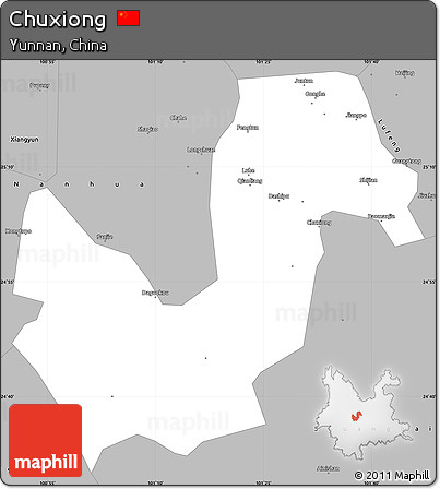 Gray Simple Map of Chuxiong