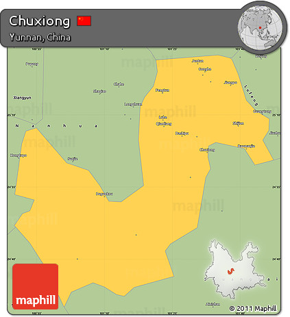 Savanna Style Simple Map of Chuxiong