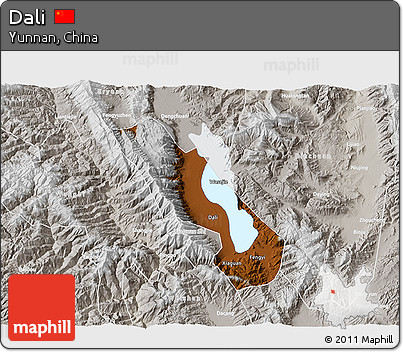 Physical 3D Map of Dali, lighten, semi-desaturated