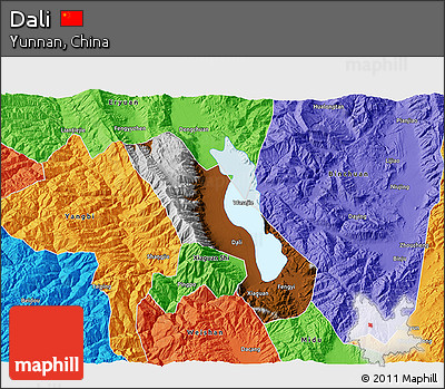 Physical 3D Map of Dali, political outside