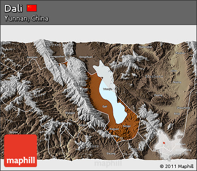 Physical 3D Map of Dali, semi-desaturated