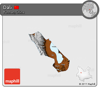 Physical 3D Map of Dali, single color outside