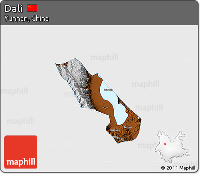 Physical 3D Map of Dali, single color outside
