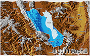 Political 3D Map of Dali, physical outside