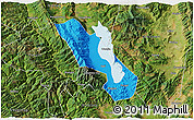 Political 3D Map of Dali, satellite outside