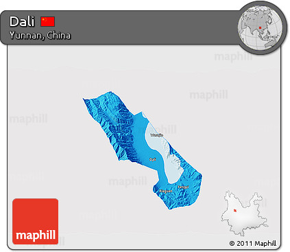 Political 3D Map of Dali, single color outside