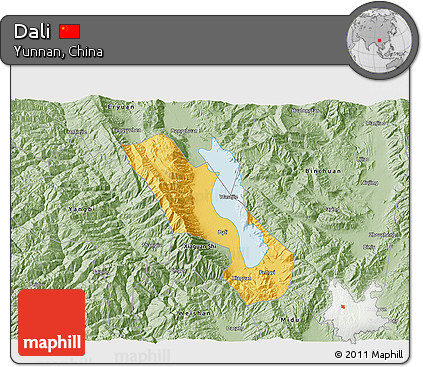Savanna Style 3D Map of Dali