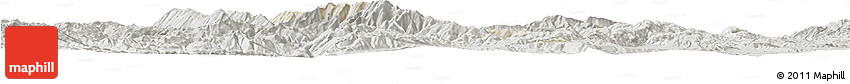 Shaded Relief Horizon Map of Dali, semi-desaturated