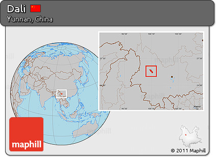 Gray Location Map of Dali