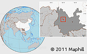 Gray Location Map of Dali, highlighted country, highlighted parent region