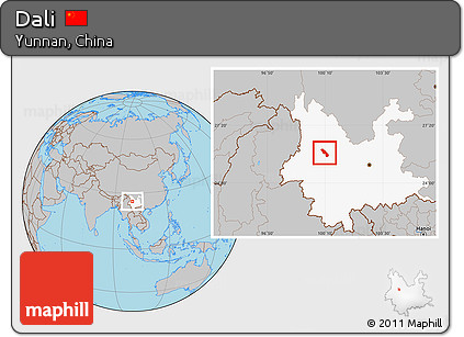 Gray Location Map of Dali, highlighted parent region