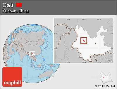 Gray Location Map of Dali, highlighted parent region