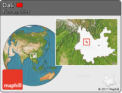 Satellite Location Map of Dali, highlighted parent region