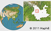 Satellite Location Map of Dali, highlighted parent region