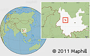 Savanna Style Location Map of Dali, highlighted parent region