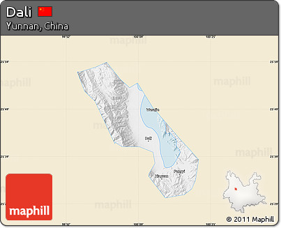 Classic Style Map of Dali, single color outside