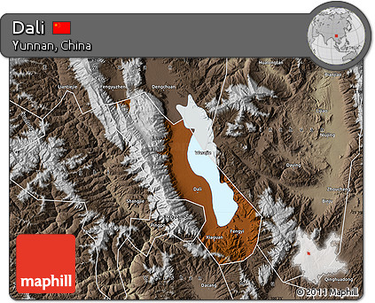 Physical Map of Dali, semi-desaturated